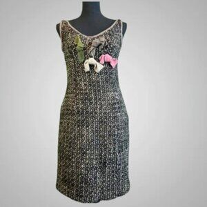 MOSCHINO CHEAP AND CHIC BOUCLE VIRGIN WOOL SLEEVELESS DRESS-SIZE 6
